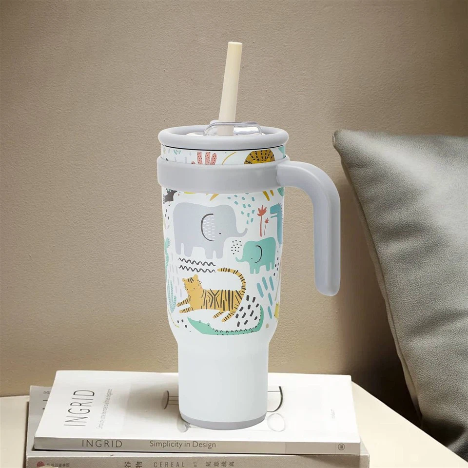 40 Oz Tumbler With Handle And Straw